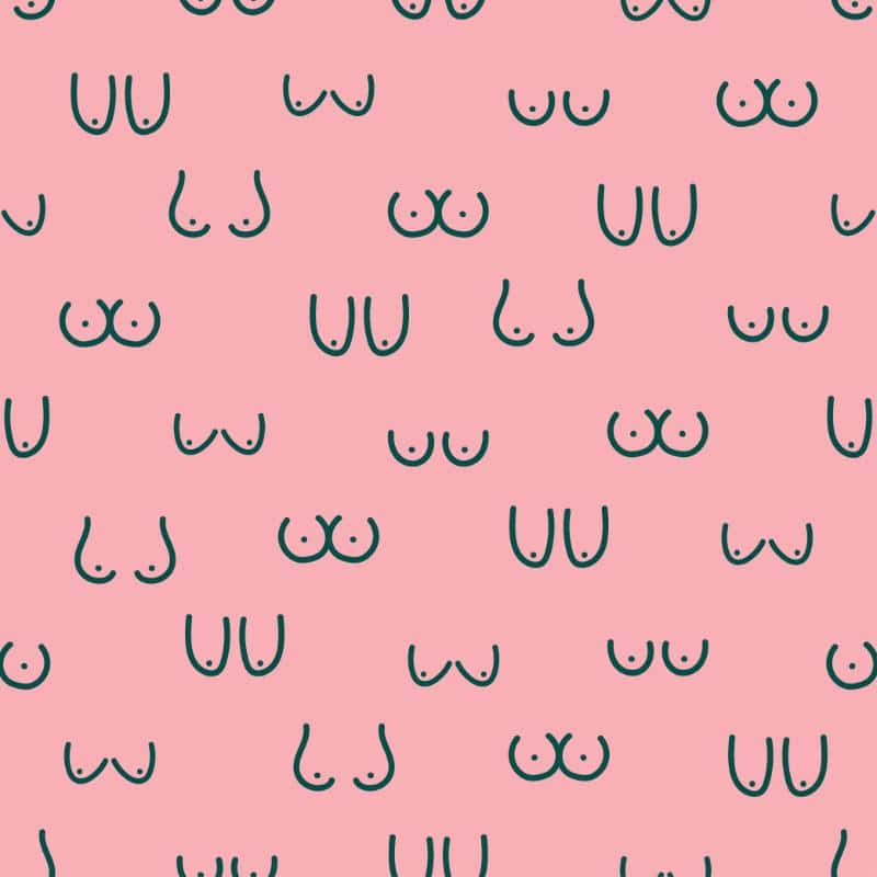 green_outline_women_breast_pink_background_seamless_pattern